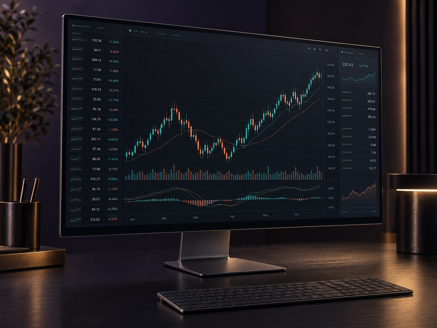 Studio rendering of a graphite desktop market workstation.